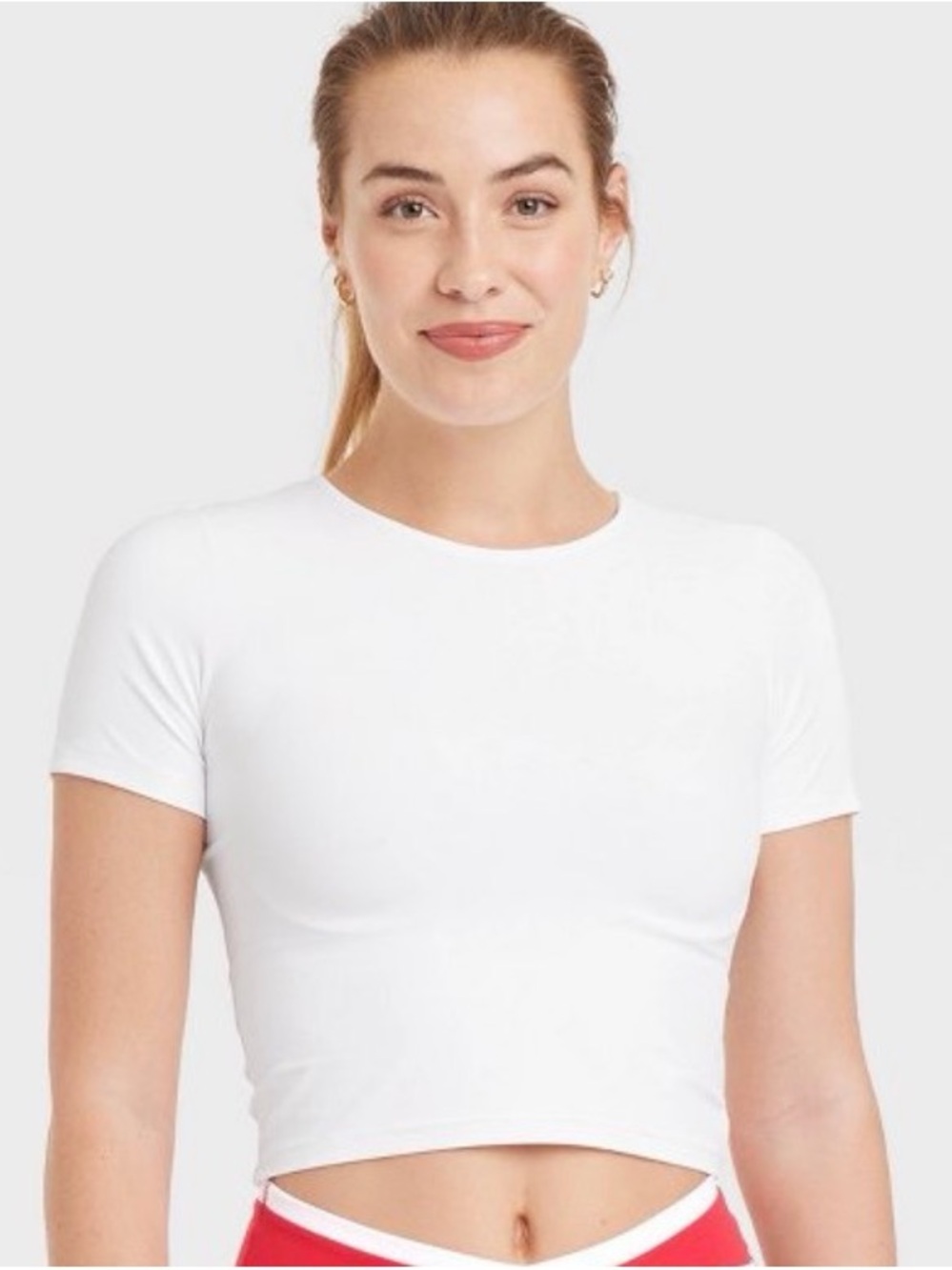 all in motion White Short Sleeve Crop Top